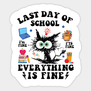 Last Day Of School-End Of School Year-I Survived Funny Cat Sticker